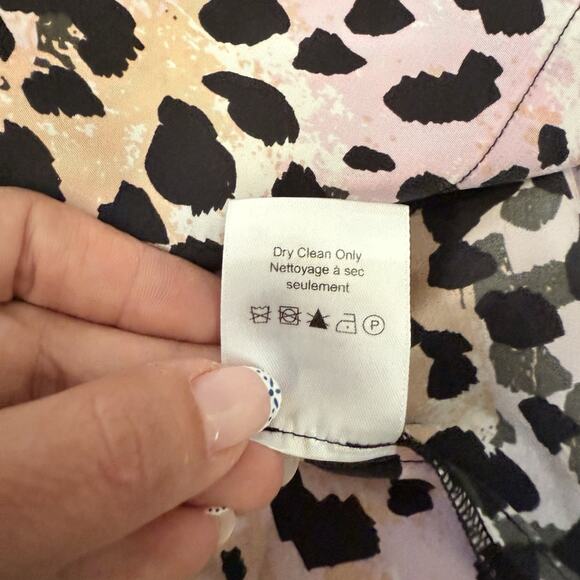 Veronica Beard Multicolor Leopard Print Lety Silk Top Size 4 Pastel Black Blouse - Picture 9 of 11